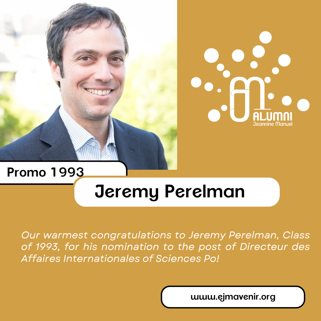 Nomination de Jeremy Perelman (Promo '93) au poste de Directeur des affaires internationales de Sciences Po